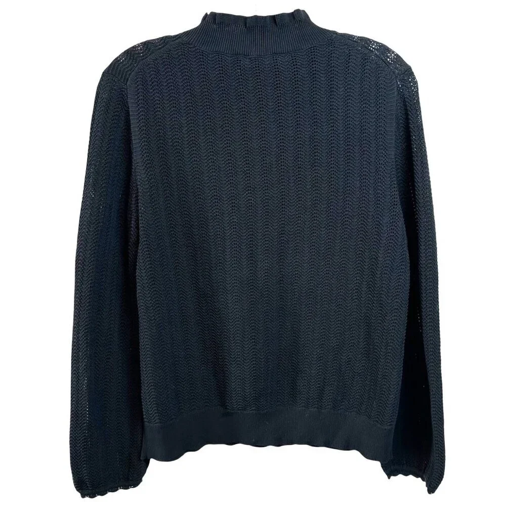 J.CREW Ponte Ruffle Neck Mock Sweater in Black Size Medium AK180